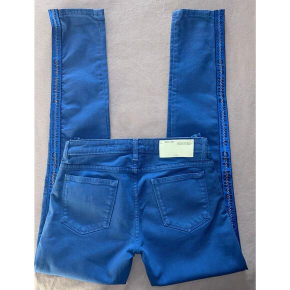Authentic Off-White Bold Blue Skinny Jeans - Designer Streetwear Size 26 EUC - Picture 11 of 13